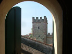 View of Marotica's medieval gate from one of the top floor rooms of Hotel Due Mori
